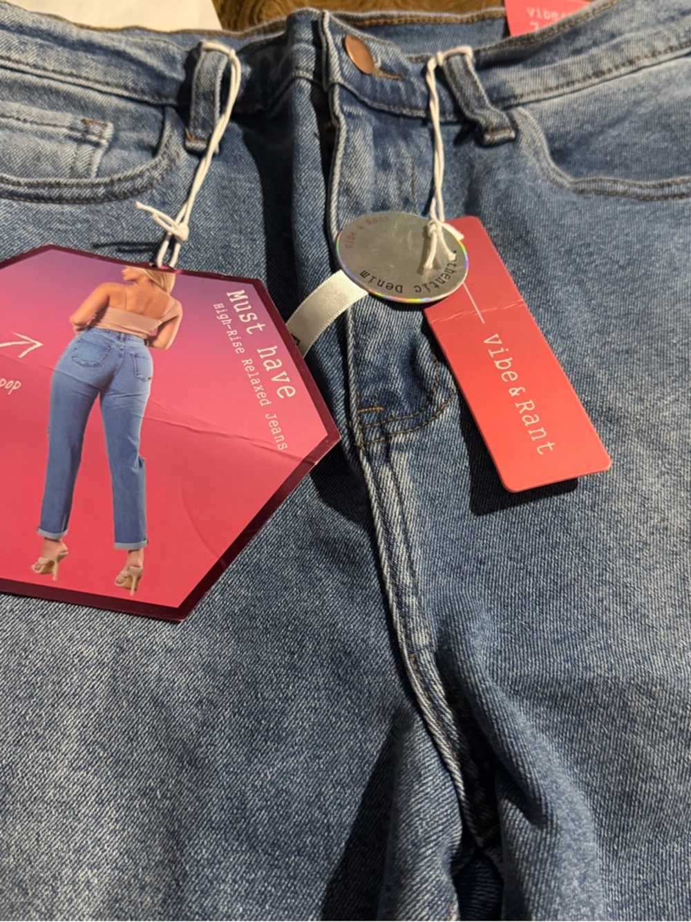 Vibes & Rant Women’s High -Rise Blue Jeans Relaxed  size 7 (W 28)
